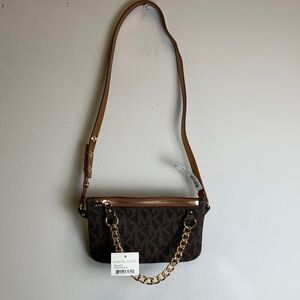 Michael Kors Brown Crossbody Bag with Gold Accents